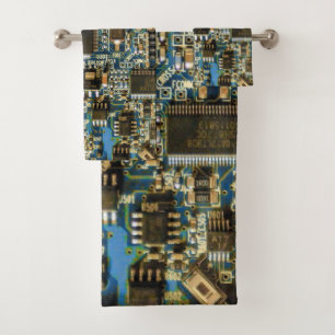 Makro Blaue Leiterplatte PCB Foto Badhandtuch Set