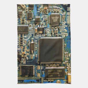 Makro Blaue Leiterplatte   PCB Foto Geschirrtuch