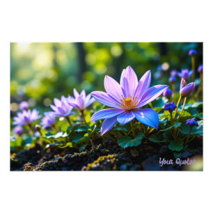 Makro Lila Waldwildblumen mit Tau Fotodruck