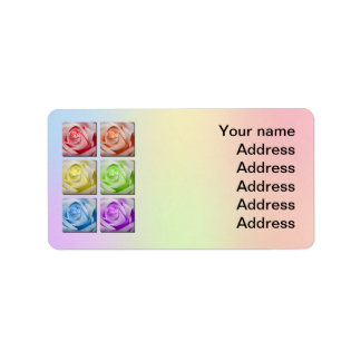 Makro-Rainbow-Rose Hochzeitadresse Adressaufkleber