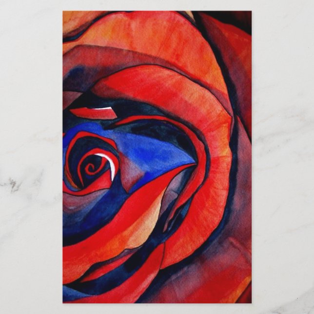 Makro-rote Rose abstrakte Kunstmalerei (Vorderseite)
