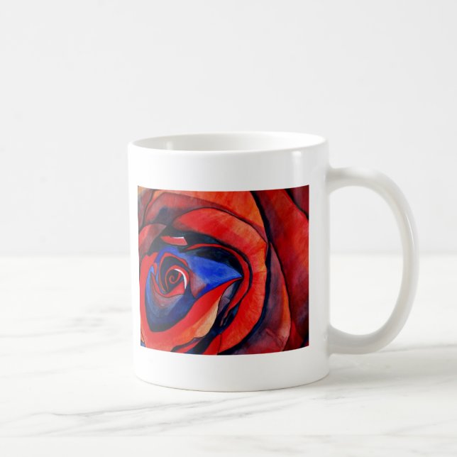 Makro-rote Rose abstrakte Kunstmalerei Kaffeetasse (Rechts)