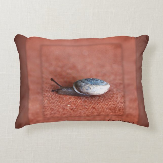 Makroaufnahme der Schnecke auf der Terracotta Dekokissen (Vorderseite)