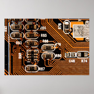 Makroaufnahme von Schaltbrett, Kabeln, Kondensator Poster