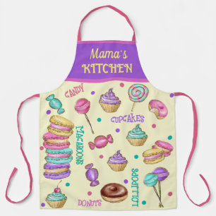 Makronen Cupcakes Lutscher und Donuts Schürze