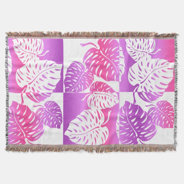 Makua Monstera Hawaiian Strippenblankets Decke (Vorderseite)