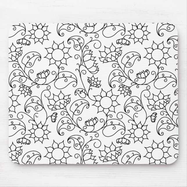 Mal dein eigenes Sonnenblumen-Blumenmuster  Mousepad (Vorne)