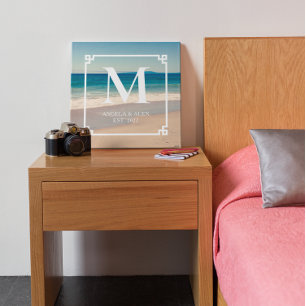 Mal mit Strandmotiv aus Kalifornien Hochzeitsmonog Leinwanddruck