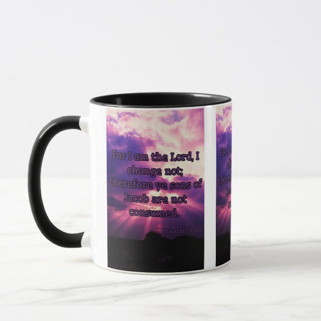 Malachi 3:6 KJV Bibelverse Pic Two-Tone Tasse (Links)