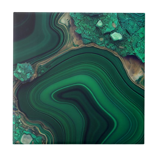 Malachit Cu6CO3(OH)2 Fliese (Vorderseite)