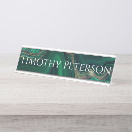 Malachit Cu6CO3(OH)2 Schreibtischnamensplakette