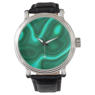Malachit-Grünstein-Struktur Naturgestein Armbanduhr