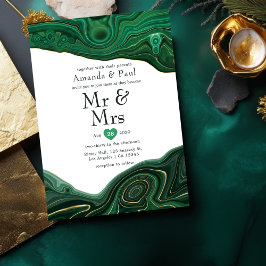 Malachite and Gold Strata Agate Mr & Mrs. Wedding Einladung