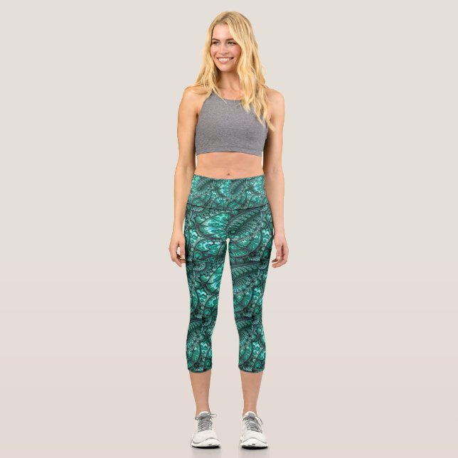 Malachite Fraktal5 Capri Leggings (Vorderseite)