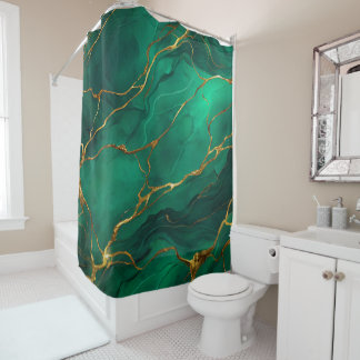 Malachite Marble Pattern with Gold Veins Duschvorhang
