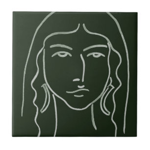 Malachite Portrait mit langer Haare Fliese