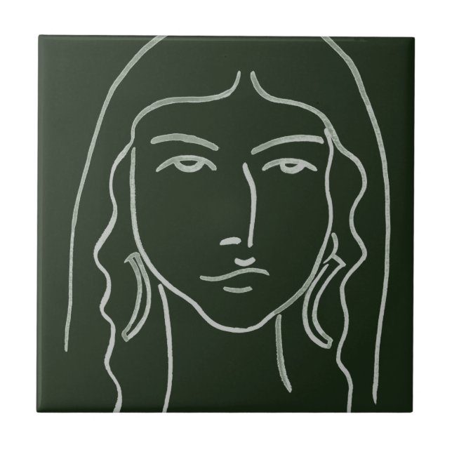 Malachite Portrait mit langer Haare Fliese (Vorderseite)