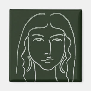Malachite Portrait mit langer Haare Magnet