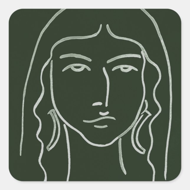 Malachite Portrait mit langer Haare Quadratischer Aufkleber (Vorderseite)
