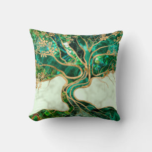 Malachite und Abalone Baum abstrakt Kissen