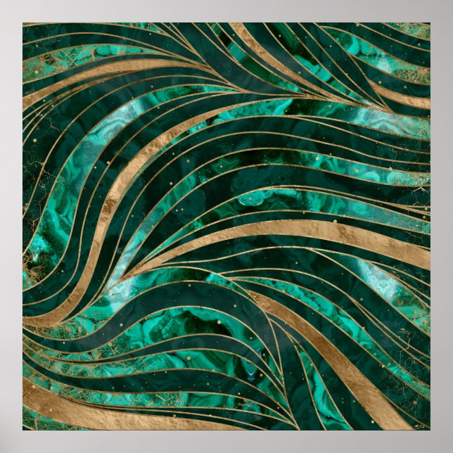 Malachite Wavy Pattern Poster (Vorne)