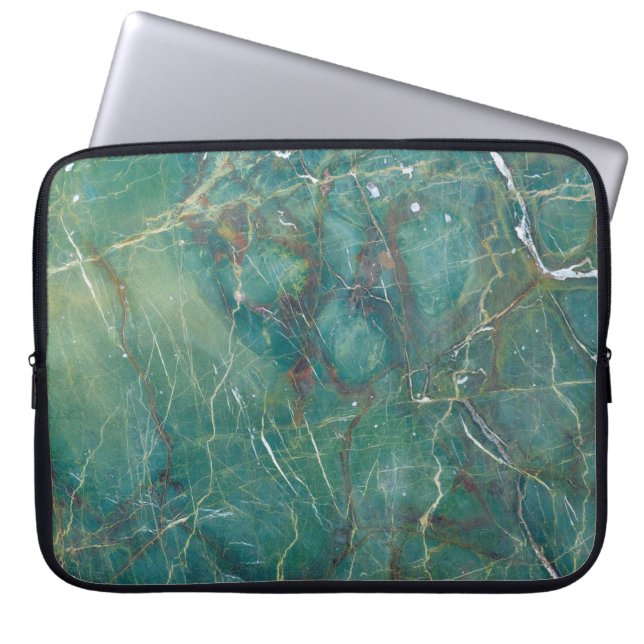 Malachitgrüne Marmorstruktur, Detailstruktur Laptopschutzhülle (Vorderseite)