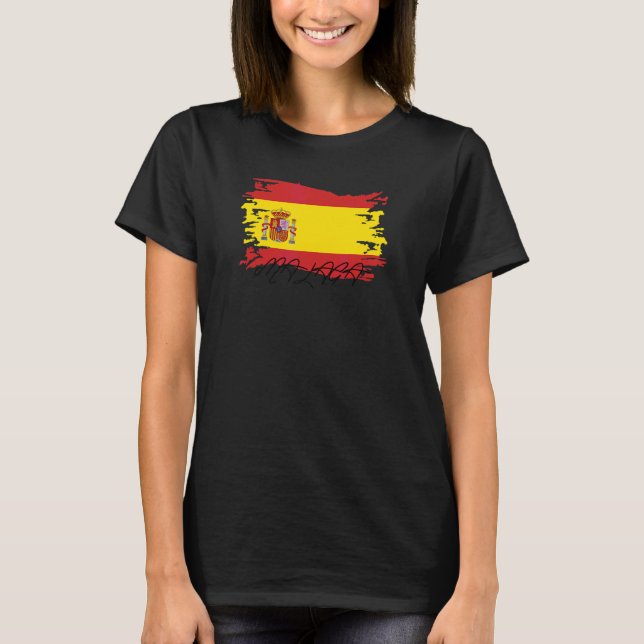 Malaga Andalusien Spanien Flagge España Hispania I T-Shirt (Vorderseite)
