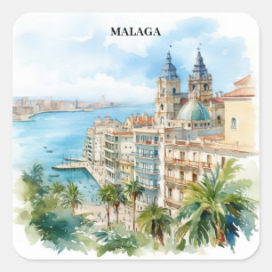 Malaga Andalusien Spanien Reise Quadratischer Aufkleber