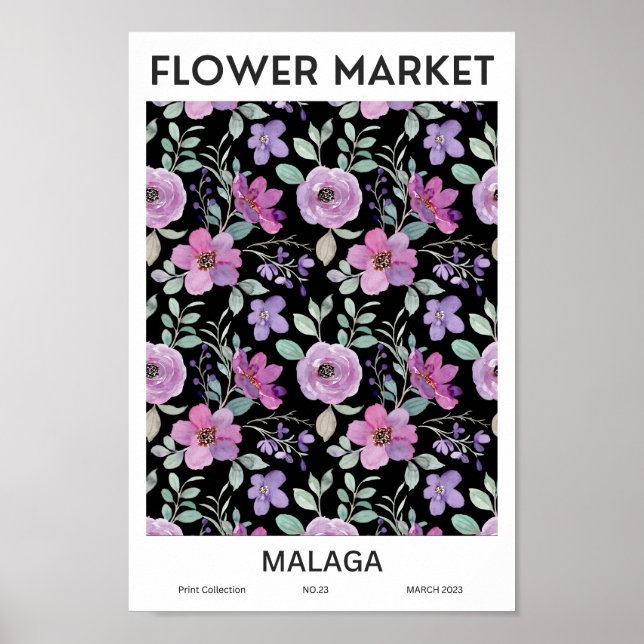 Malaga Colorful Blume Market Poster (Vorne)