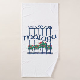 Malaga, Fenster mit Blumen Badehandtuch
