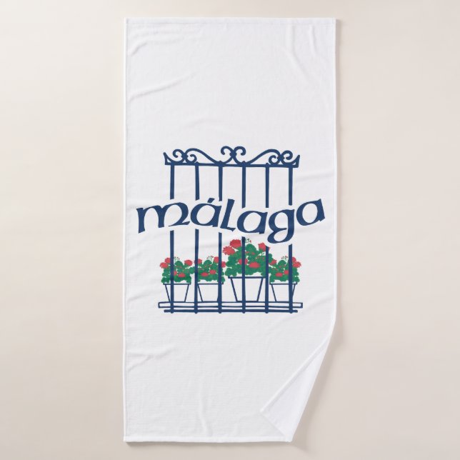 Malaga, Fenster mit Blumen Badehandtuch (Badehandtuch)