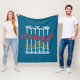 Malaga, Fenster mit Blumen Fleecedecke