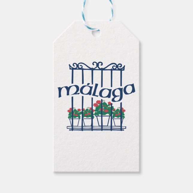 Malaga, Fenster mit Blumen Geschenkanhänger (Vorderseite)