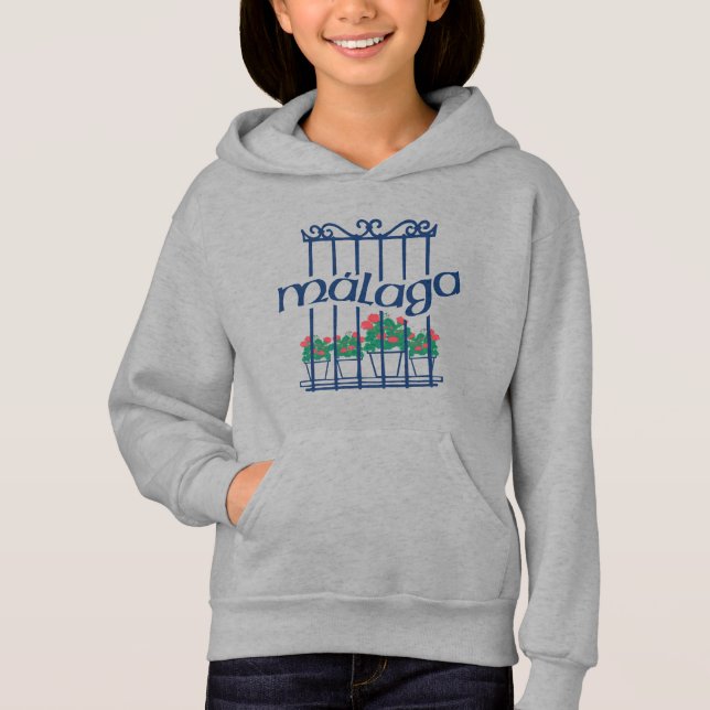 Malaga, Fenster mit Blumen Hoodie (Vorderseite)