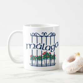 Malaga, Fenster mit Blumen Kaffeetasse