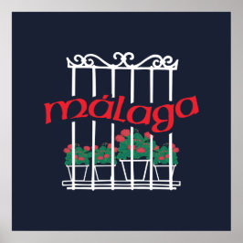 Malaga, Fenster mit Blumen Poster