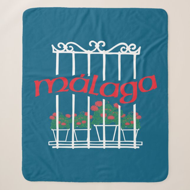 Malaga, Fenster mit Blumen Sherpadecke (Vorderseite)