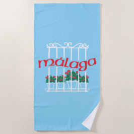 Malaga, Fenster mit Blumen Strandtuch