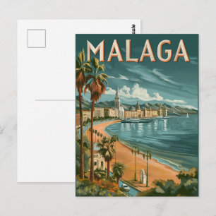 Malaga in Retro Charm - Vintage Reise Postkarte