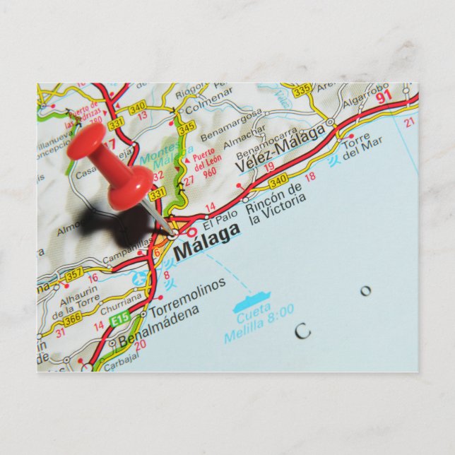 Malaga, Spanien Postkarte (Vorderseite)