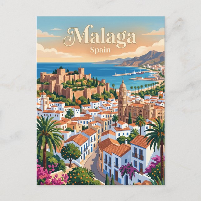 Malaga, Spanien Postkarte (Vorderseite)