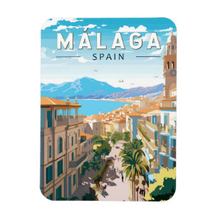 Malaga Spanien Reise Kunst Vintage Magnet