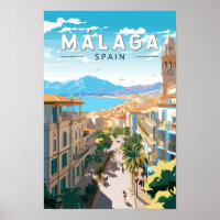 Malaga Spanien Reise Kunst Vintage