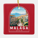 Malaga Spanien Reisen Kunst Vintag Keramikornament<br><div class="desc">Málaga Retro Vektor Reise Design. An den sonnenverwöhnten Küsten Südspaniens gelegen,  lädt Malaga die Reisenden zu einer faszinierenden Mischung aus reicher Geschichte,  lebendiger Kultur und atemberaubender Naturschönheit ein.</div>
