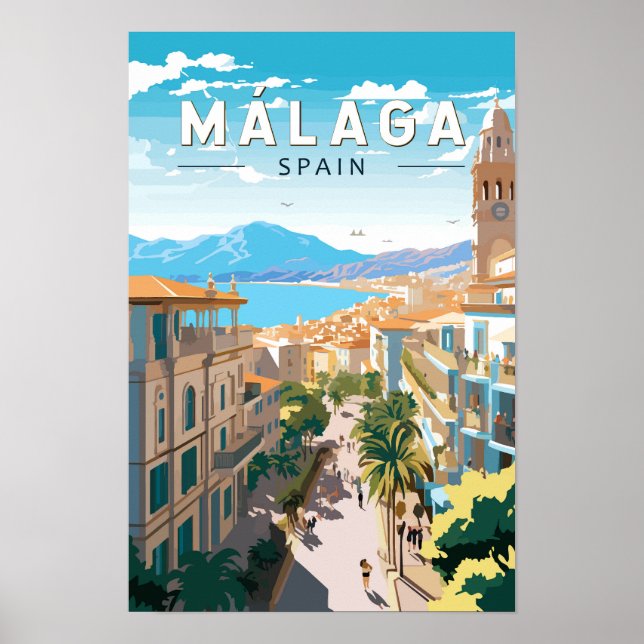 Malaga Spanien Reisen Kunst Vintag Poster (Vorne)