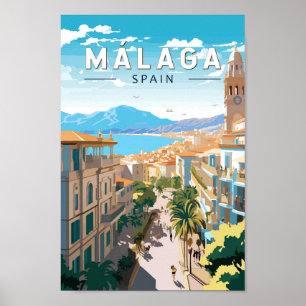 Malaga Spanien Reisen Kunst Vintag Poster
