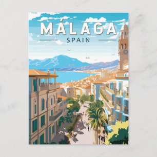 Malaga Spanien Reisen Kunst Vintag Postkarte