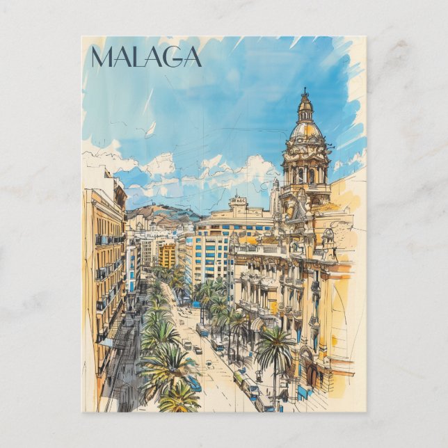 Malaga Spanien Reisen Postkarte (Vorderseite)