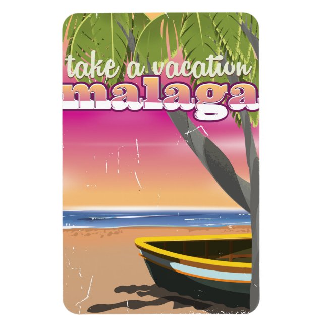 Malaga Spanien Reiseplakat. Magnet (Vertikal)