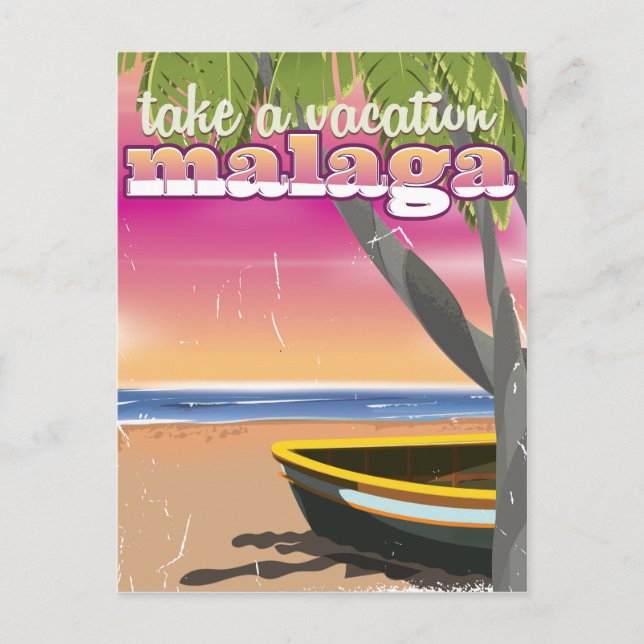 Malaga Spanien Reiseplakat. Postkarte (Vorderseite)